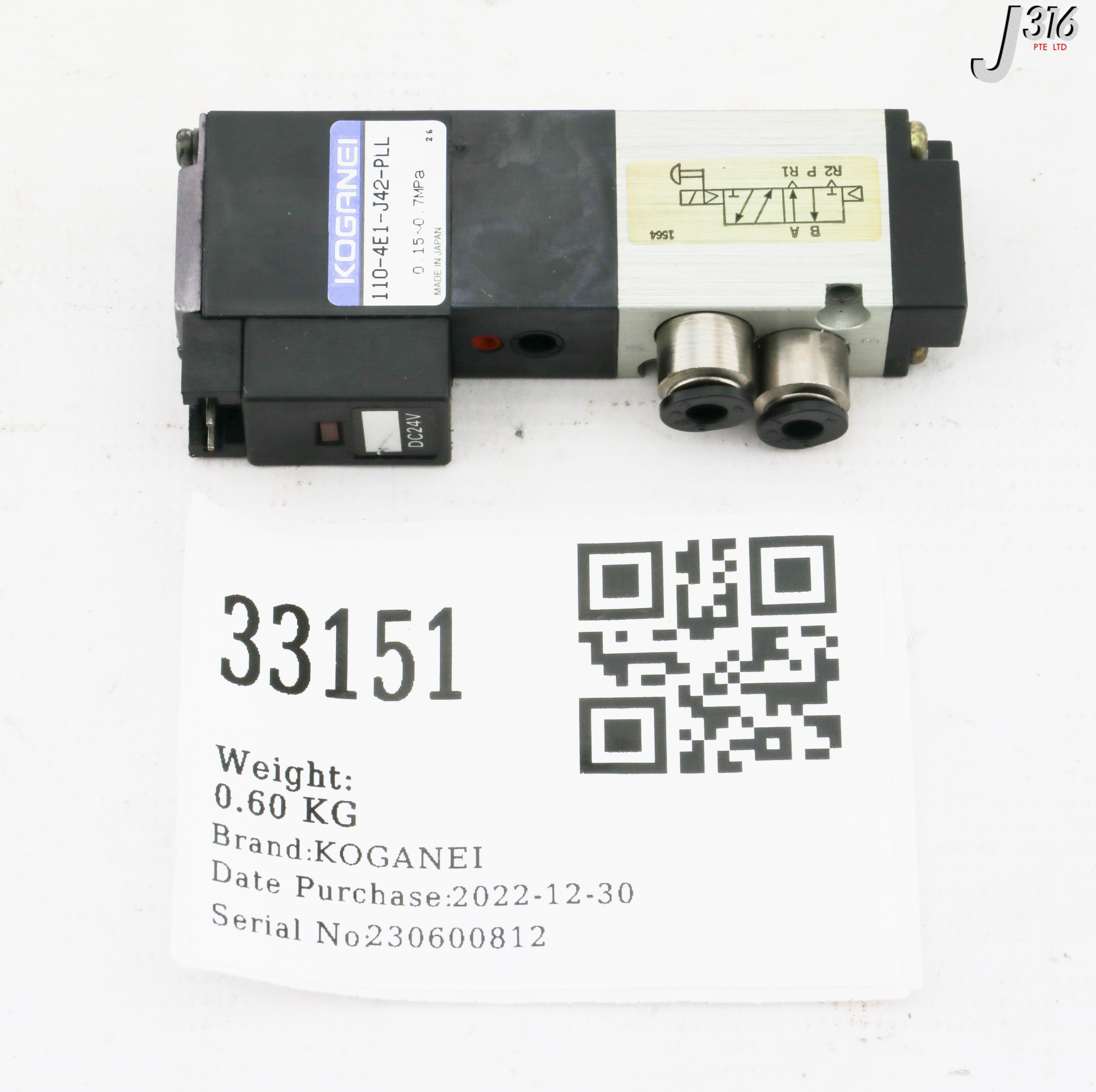 33151 KOGANEI SOLENOID VALVE, 0.15~0.7MPA 110-4E1-J42-PLL | eBay UK